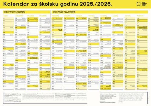 Školski kalendar A3 format 2025